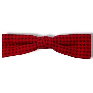 Vintage HB Ormond Clip On Tie Red & Black Pinwheel Pattern